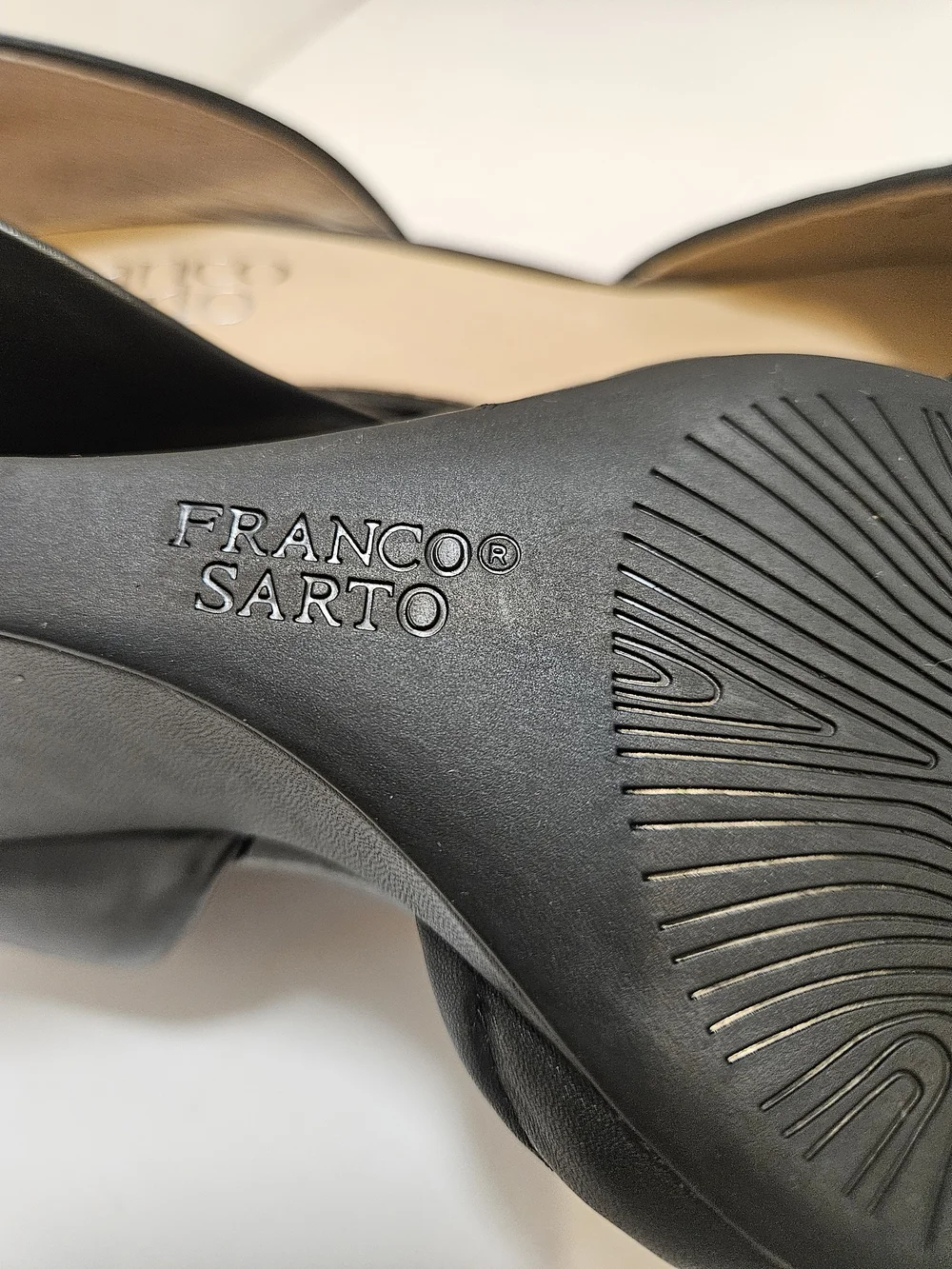 Franco Sarto Black Leather Fenvay Pointed Toe Wedge Pumps Heels Size 6.5M